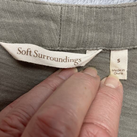 Soft Surroundings Wrap Tunic Top Womens S Gray Cotton Button Detail Asymmetrical - Picture 3 of 7